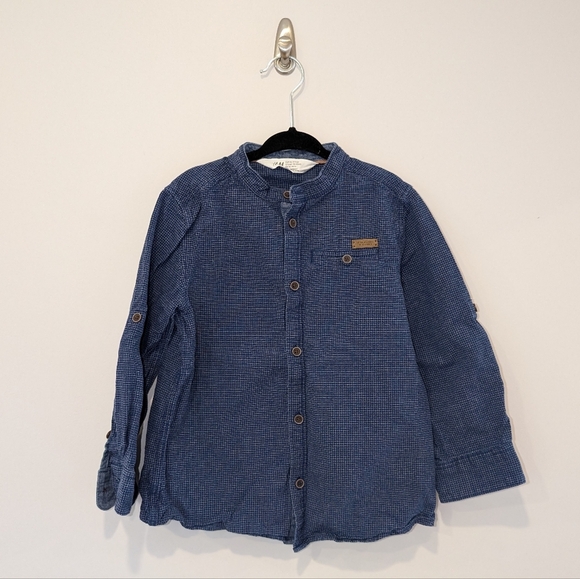 H&M Collarless Button Up Shirt 💙2 For 15💙 - Picture 1 of 4